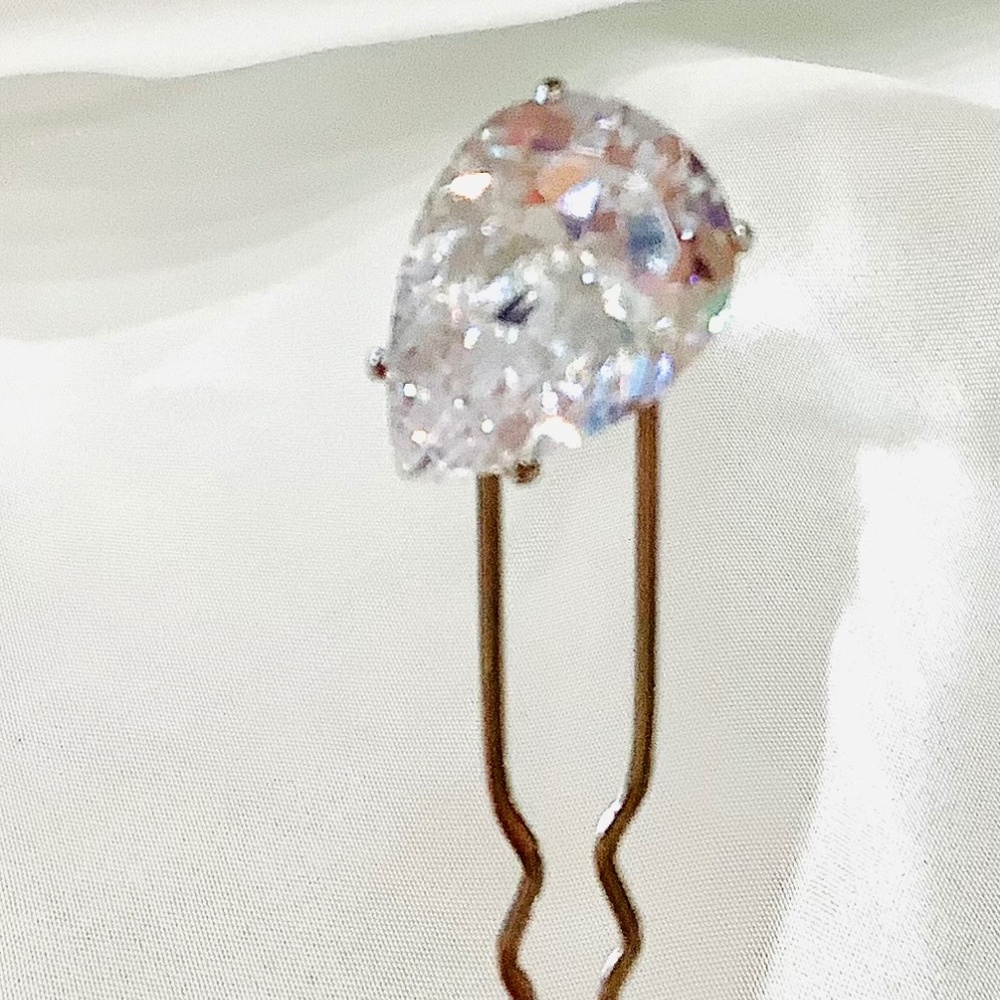 Vintage Elegant Crystal CZ Wedding Hair Stick - Picture 3 of 4